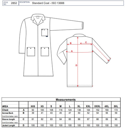 Portwest 2852 - Black Navy White RoyaL Blue Standard Lab Coat