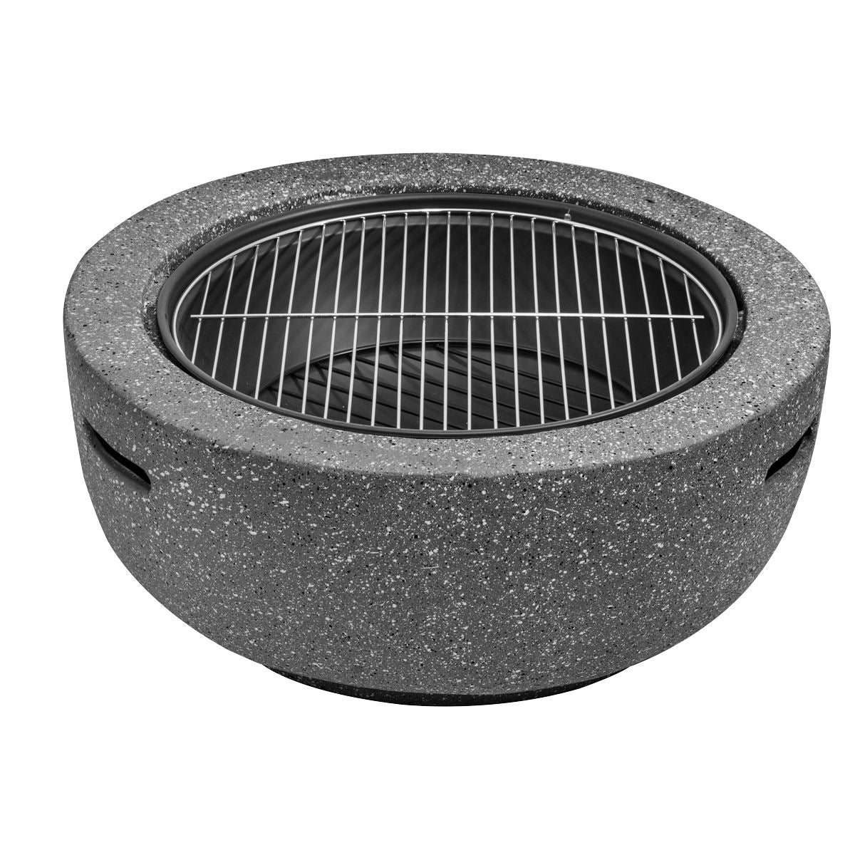 Dellonda DG189 Round MgO Fire Pit with BBQ Grill & Safety Mesh Screen 60cm - Dark Grey | Magnesium Oxide | The fire pit is made from MgO (Magnesium