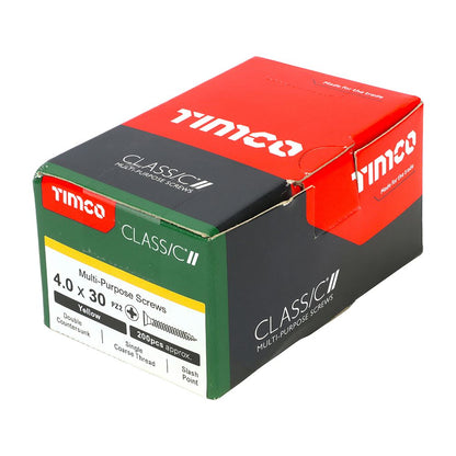 TIMCO Classic Screw PZ2 CSK ZYP 4.0 x 30 Gold Pack 200