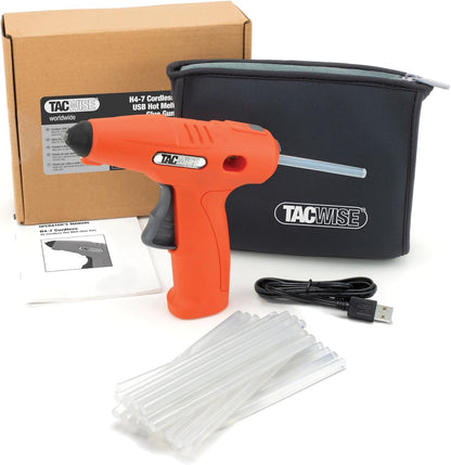 Tacwise 1559 H4-7 Cordless Hot Melt Glue Gun - with USB charging cable,neoprene storage bag & glue (30pcs) – Professional Trade Stapling & Fixing Tool