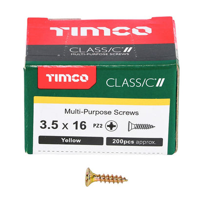 TIMCO Classic Screw PZ2 CSK ZYP 3.5 x 16 Gold Pack 200