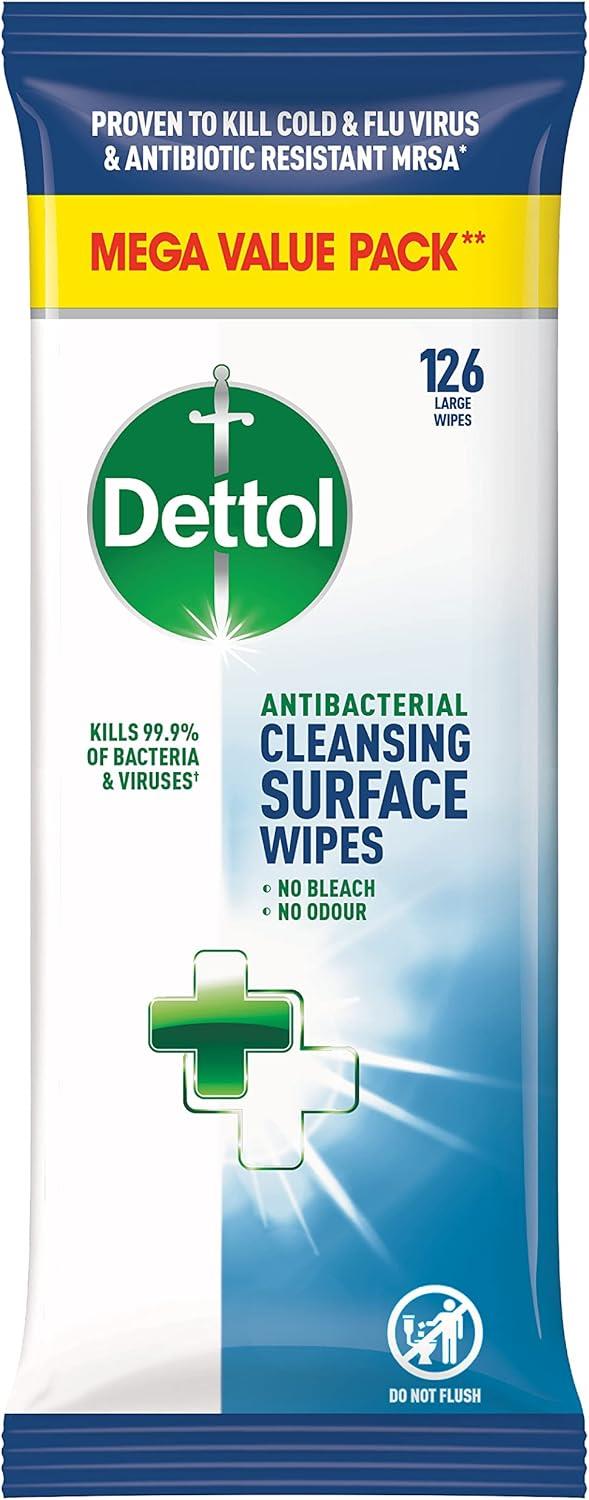 Dettol Antibacterial Disinfectant Surface Cleaning Wipes, 126