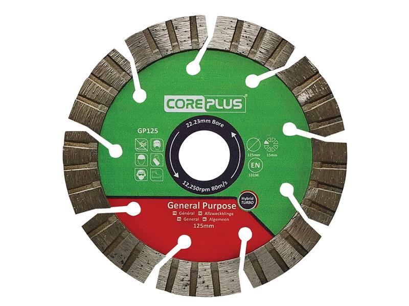 CorePlus CORDBGP125 GP125 General-Purpose Hybrid Turbo Diamond Blade 125mm