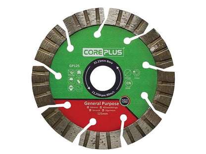 CorePlus CORDBGP125 GP125 General-Purpose Hybrid Turbo Diamond Blade 125mm