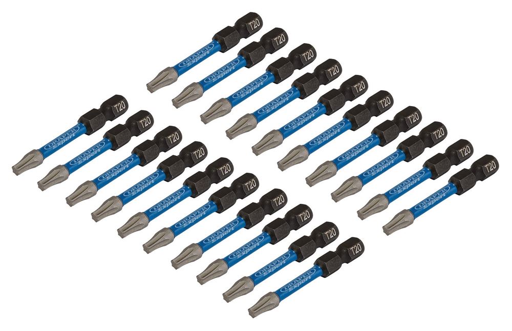 Draper T20X50MM IMPACT S/D BIT 20PK 05698 TX-STARÂ® Impact Screwdriver Bits, 1/4" Hex