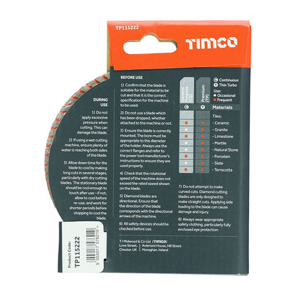 TIMCO Prem Tile & Ceramic Blade 115 x 22.2 Pack 1