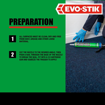 12 x EVO-STIK Gripfill 350ml High Strength Gap Filler Adhesive Cartridge
