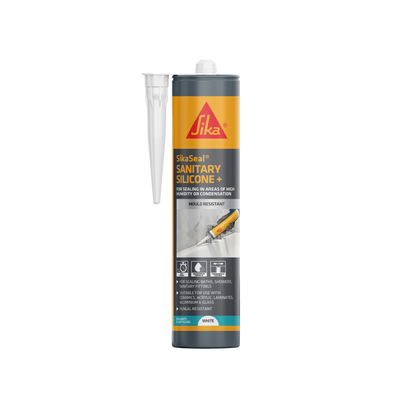 SikaSeal Sanitary Silicone Plus 295ml – Waterproof Bathroom, Kitchen, Bath & Shower Sealant – White or Translucent
