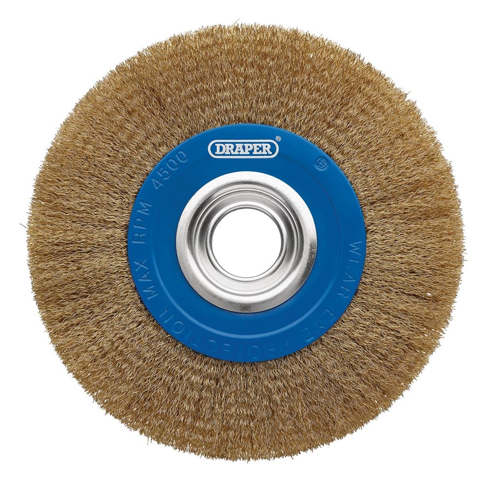 Draper BENCH GRINDER WIRE WHEEL 200MM 08067 Brassed Steel Bench Grinder Wire Wheel Brushes