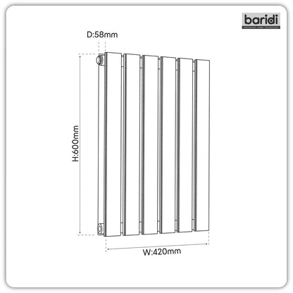 Baridi DH338 Horizontal Radiator Contemporary Double Flat Panel Design 420 x 600mm - Anthracite | Steel | Horizontal flat panel design delivers a BTU