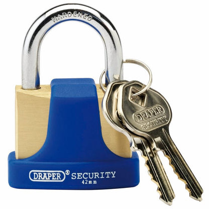 Draper HIGH SEC. S/BRASS PADLOCK 42MM 64165 Solid Brass Padlocks