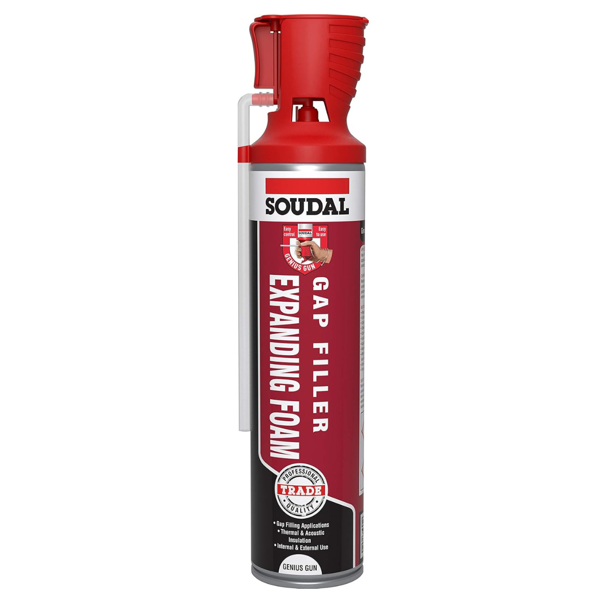 Soudal Hand Held PU Expanding Foam 600ml Genius Gun Filler Insulation