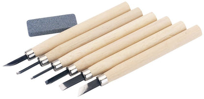 Draper WOOD CARVING SET WITH S/STONE 31777 31777 Carving Tool Set With Sharpening Stone (7 Piece)