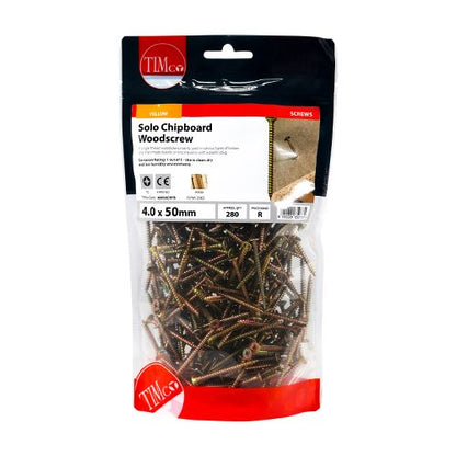 TIMCO Solo Woodscrew PZ2 CSK - ZYP 4.0 x 50 Gold Pack 280