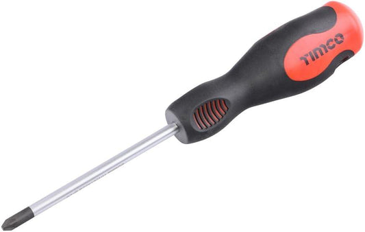 TIMCO Screwdriver PZ2 x 100mm Pozi Magnetic Tip S2 Steel Soft Grip Driver