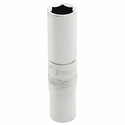 Draper 8 MM DEEP SOCKET 1/4 DR-PCKD 32675 1/4" Sq. Dr. Metric Deep Sockets (Polished Chrome)