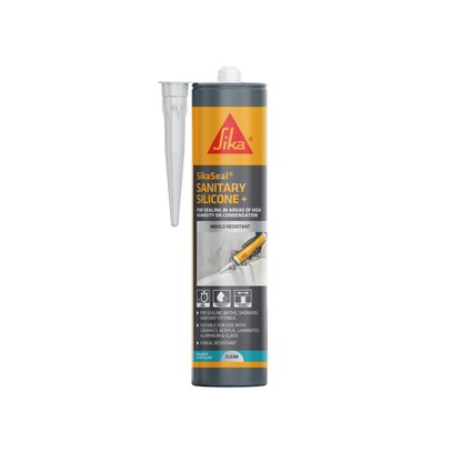 SikaSeal Sanitary Silicone Plus 295ml – Waterproof Bathroom, Kitchen, Bath & Shower Sealant – White or Translucent