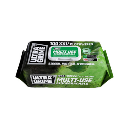 UltraGrime PRO Bio Clothwipes XXL 100 Pack Biodegradable Cleaning Wipes