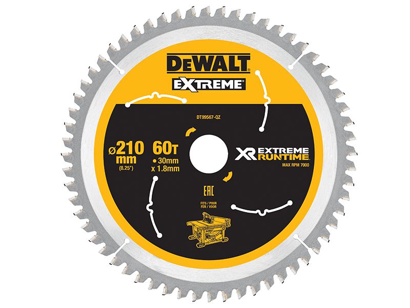 DeWalt DT99567-QZ XR FlexVolt Table Saw Blade 210 x 30mm x 60T