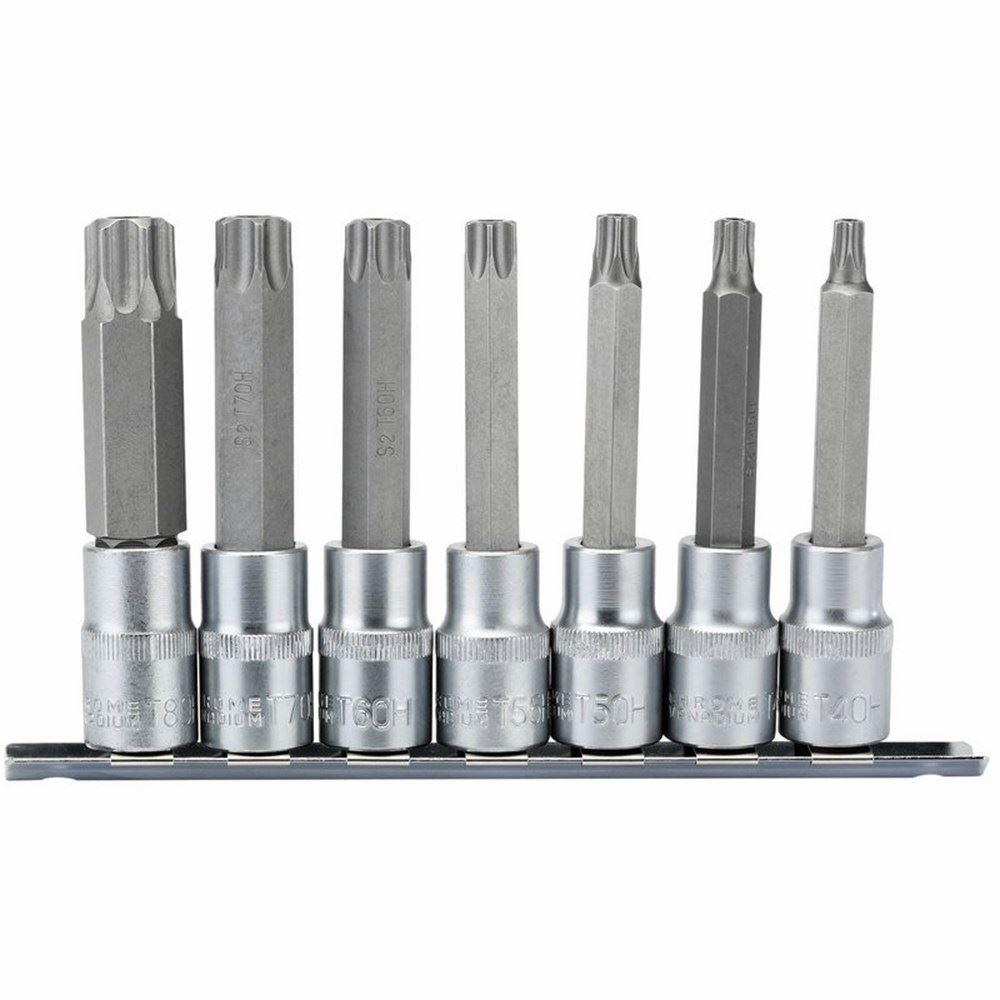 Draper TX-STAR SEC 7PC 1/2 SOCK BIT 16338 Draper TX-STARÂ® Security Socket Bit Set, 1/2" Sq. Dr., 100mm (7 Piece)
