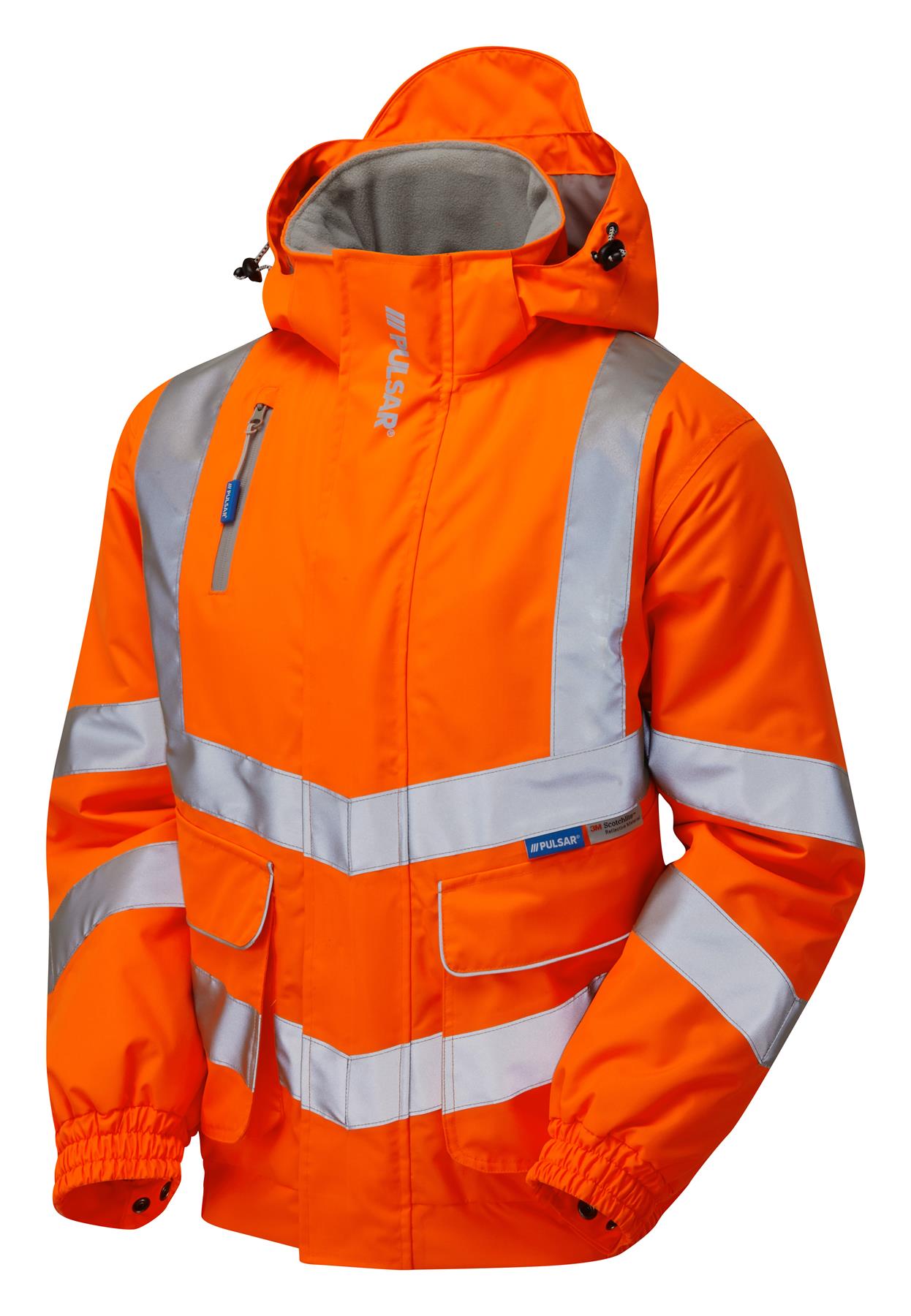 Pulsar PR496 Hi Vis Orange Padded Bomber Jacket RIS-3279-TOM Rail Workwear Waterproof