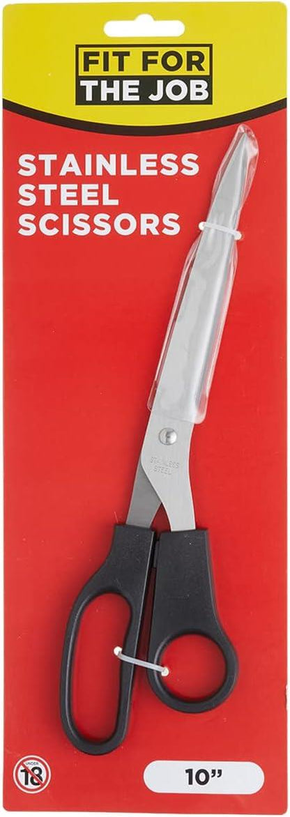 Fit For The Job 10 Inch Stainless Steel General Purpose Scissors with Plastic Handle for Decorating, Wallpaper and Everyday Cutting