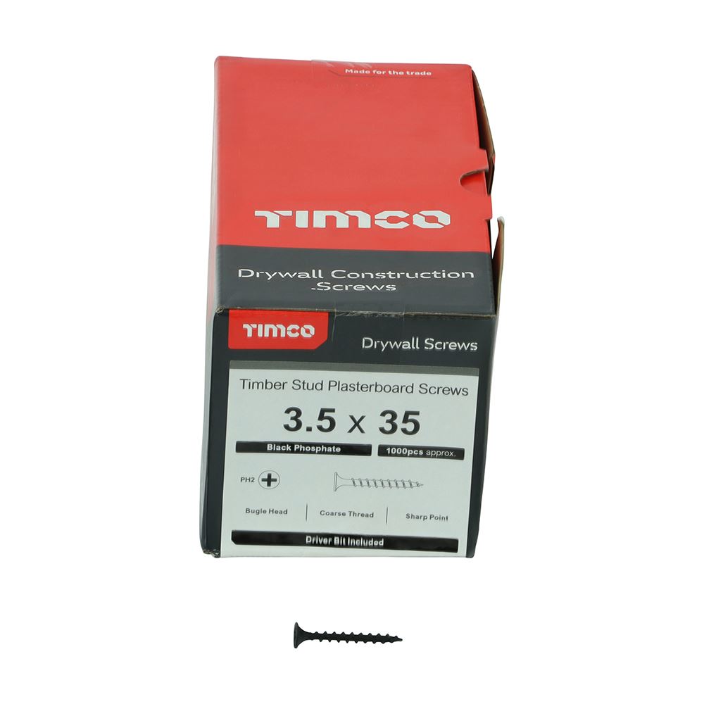TIMCO Drywall Screw PH2 Coarse Black 3.5 x 35 Black Pack 1000