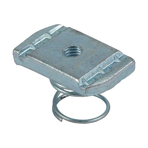 TIMCO Channel Nut Short Spring BZP M6 Silver Pack 100