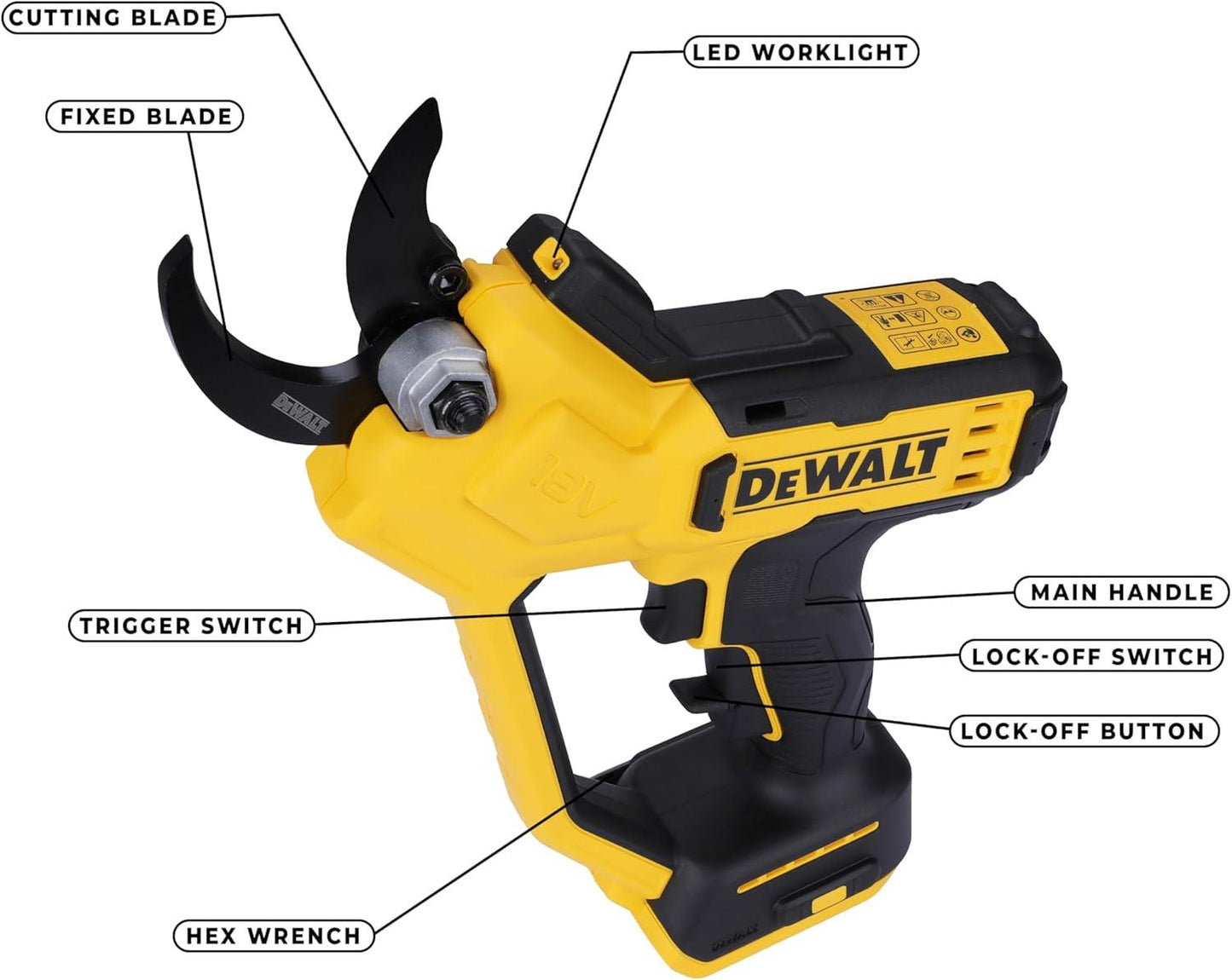 DEWALT DCMPP568N XR Pruner 18V Cordless Pruning Shears Bare Unit for Tree Branch Shrub Hedge and Garden Maintenance