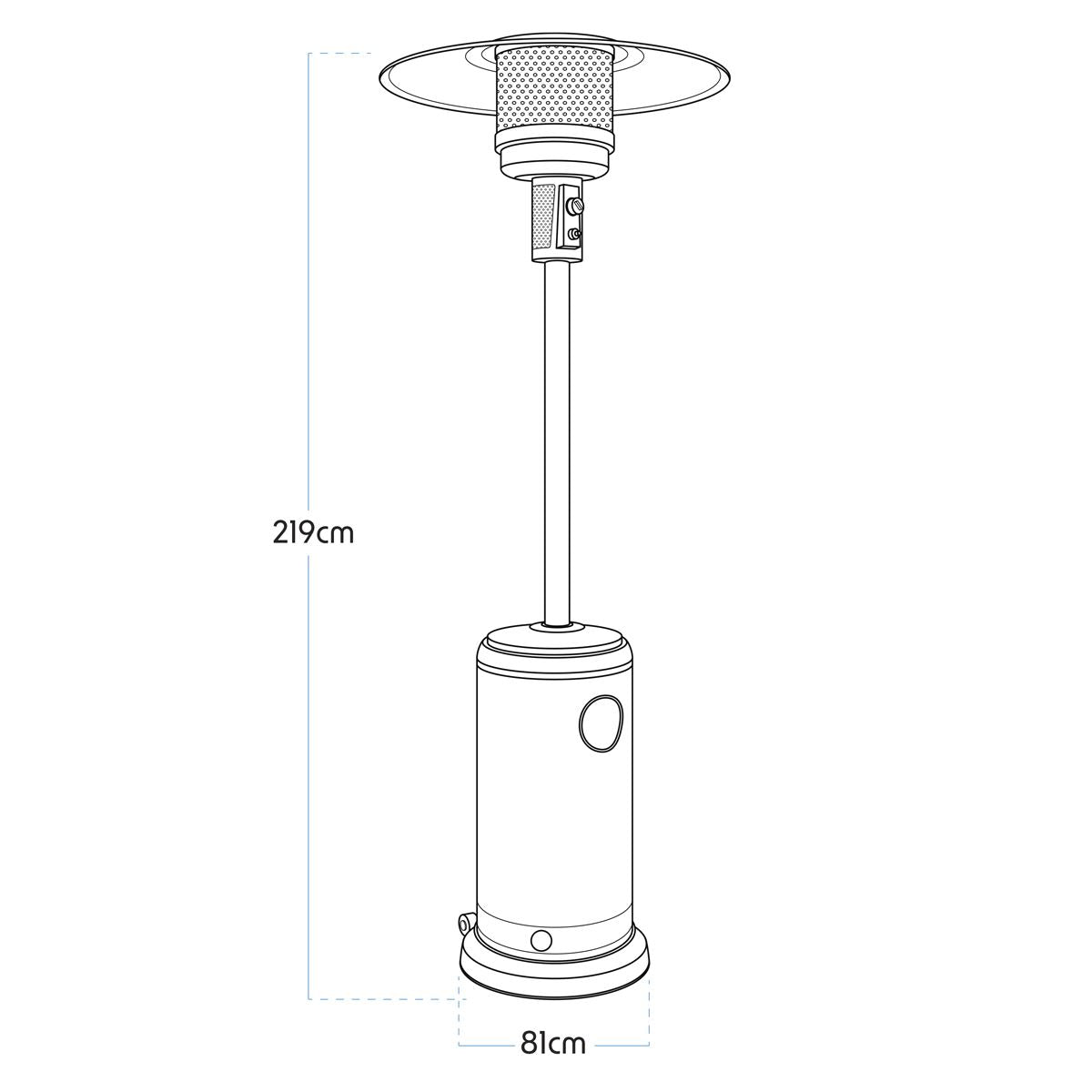 Dellonda DG1 Outdoor Garden Gas Patio Heater 13kW Commercial & Domestic Use, Black | Wheels, Tip-Over Switch, Adjustable
