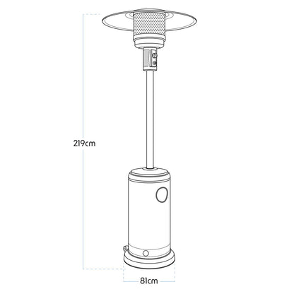 Dellonda DG1 Outdoor Garden Gas Patio Heater 13kW Commercial & Domestic Use, Black | Wheels, Tip-Over Switch, Adjustable