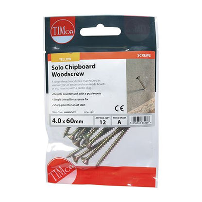 TIMCO Solo Woodscrew PZ2 CSK - ZYP 4.0 x 60 Gold Pack 12
