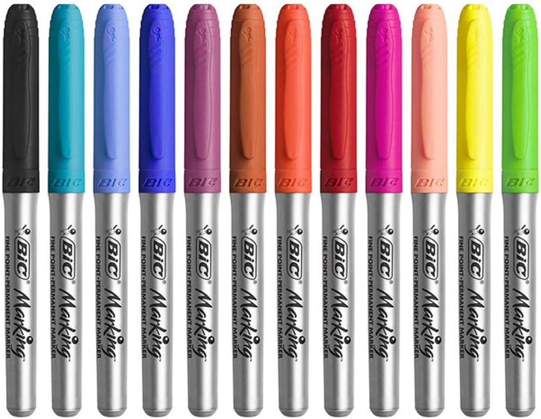 BIC Marking Permanent Markers Assorted Intense & Pastel Colours Pack of 12