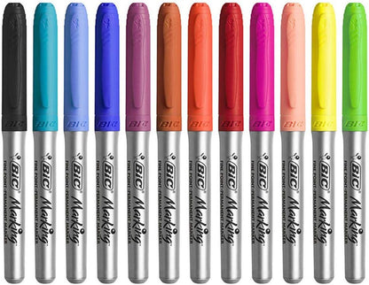 BIC Marking Permanent Markers Assorted Intense & Pastel Colours Pack of 12