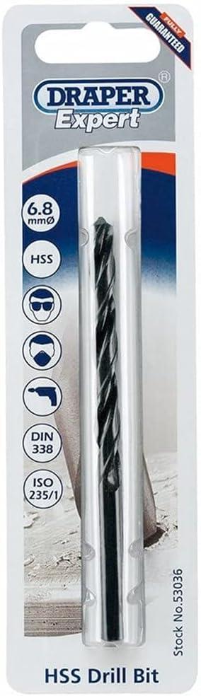 Draper 6.8MM HSS TWIST DRILL PCKD 53036 Metric HSS Twist Drills for Metric Tapping