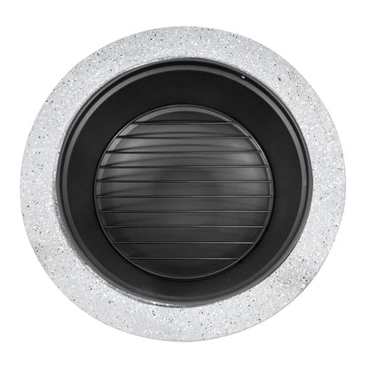 Dellonda DG190 Round MgO Fire Pit with BBQ Grill & Safety Mesh Screen 75cm - Light Grey | Magnesium Oxide | The fire pit is made from MgO (Magnesium