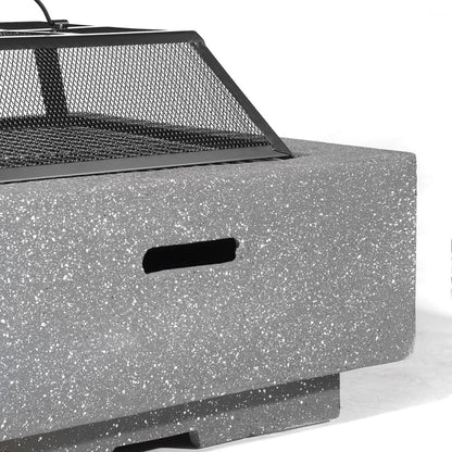 Dellonda DG193 Square MgO Fire Pit with BBQ Grill, Safety Mesh Screen - Dark Grey | Magnesium Oxide | The fire pit is made from MgO (Magnesium Oxide)