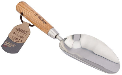 99024 Draper Heritage Heritage Stainless Steel Hand Potting Scoop with Ash Handle Garden Trowels Professional Trade DIY Workshop Garage Use