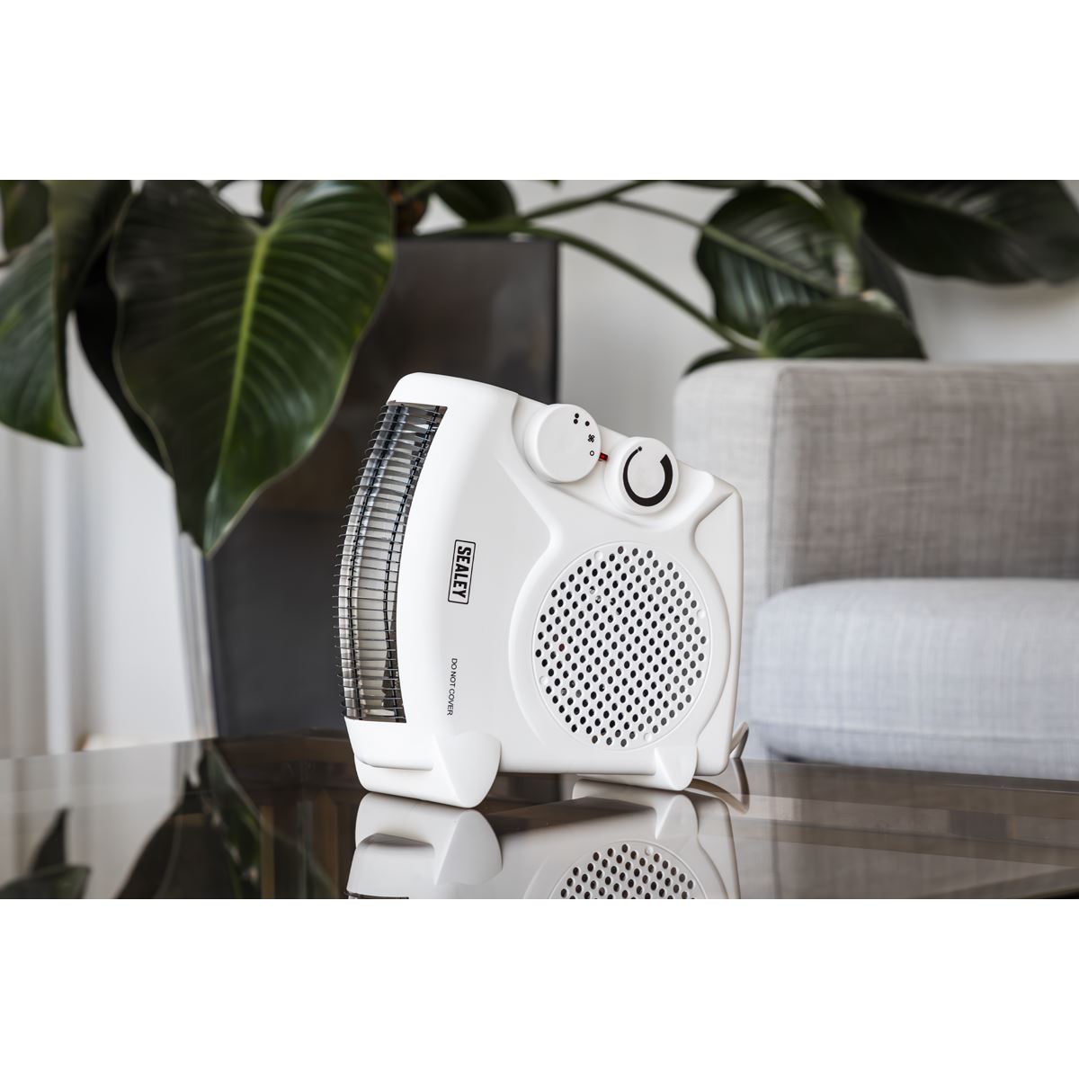 Sealey FH2010 Fan Heater with 2 Heat Settings & Thermostat 2000W/230V | 1000/2000W, Thermostat, Tip-Over Switch | Tough composite case with integral