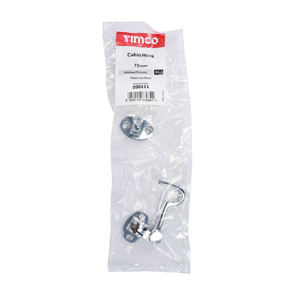 TIMCO Cabin Hook Pol. Chrome 75mm Pack 1