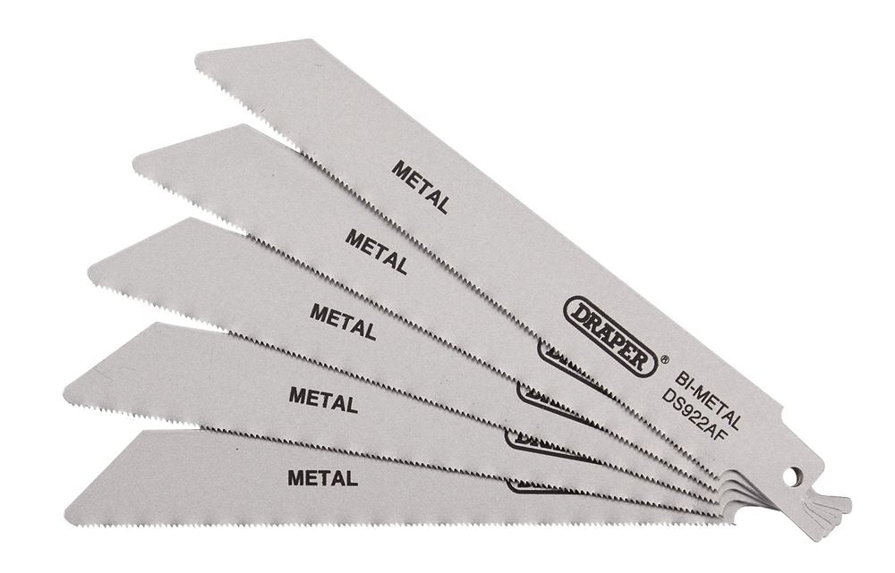 Draper RECIP SAW BLADE 5PCS - S922AF 43444 Bi-metal Reciprocating Saw Blades for Metal, 150mm (Pack of 5)