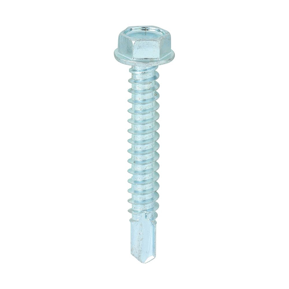 TIMCO Hex Screw S/DRILL No3 Zinc 12 x 1 1/2 Silver Pack 500