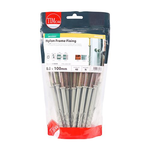 TIMCO Nylon Frame Fixing - Zinc 8.0 x 100 Pack 40