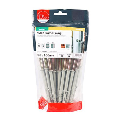 TIMCO Nylon Frame Fixing - Zinc 8.0 x 100 Pack 40