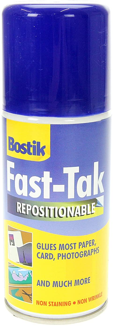 Bostik Blu-Tack Fast Tak Adhesive Spray Can Repositionable 150ml 80219