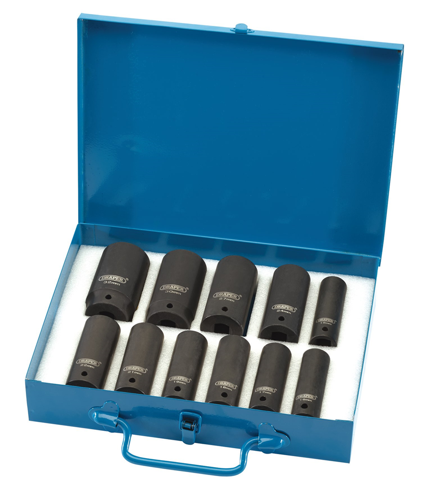 Draper 11PC 1/2SQ.DR IMPACT SOCK.SET 30925 HI-TORQÂ® 6 Point Metric Deep Impact Socket Set, 1/2" Sq. Dr. (11 Piece)