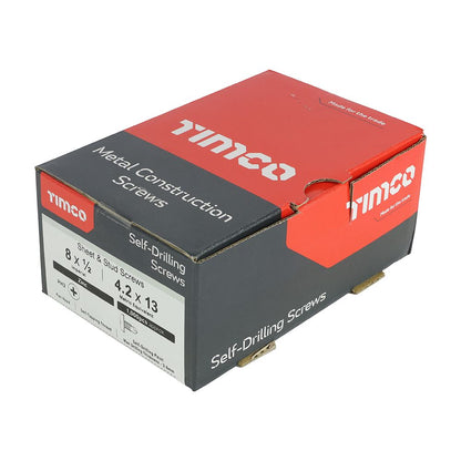 TIMCO Pan Screw PH2 S/DRILL No3 Zinc 8 x 1/2 Silver Pack 1000