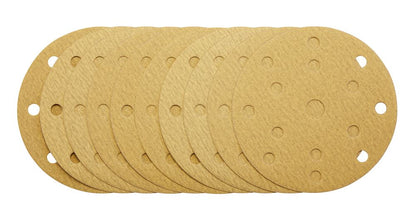 Draper 150MM GOLD SAND DISC 180G 15DE 08475 Gold Sanding Discs with Hook & Loop, 150mm, 15 Dust Extraction Holes (Pack of 10)