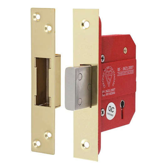 Timco 5 Lever British Standard CE Deadlock Electro Brass 66mm Case 45mm Backset