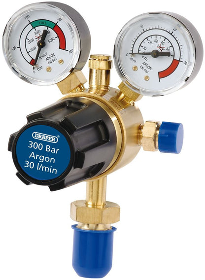 35017 Draper Argon Regulator, 300 Bar W703 Welding Accessories Professional Trade DIY Workshop Garage Use